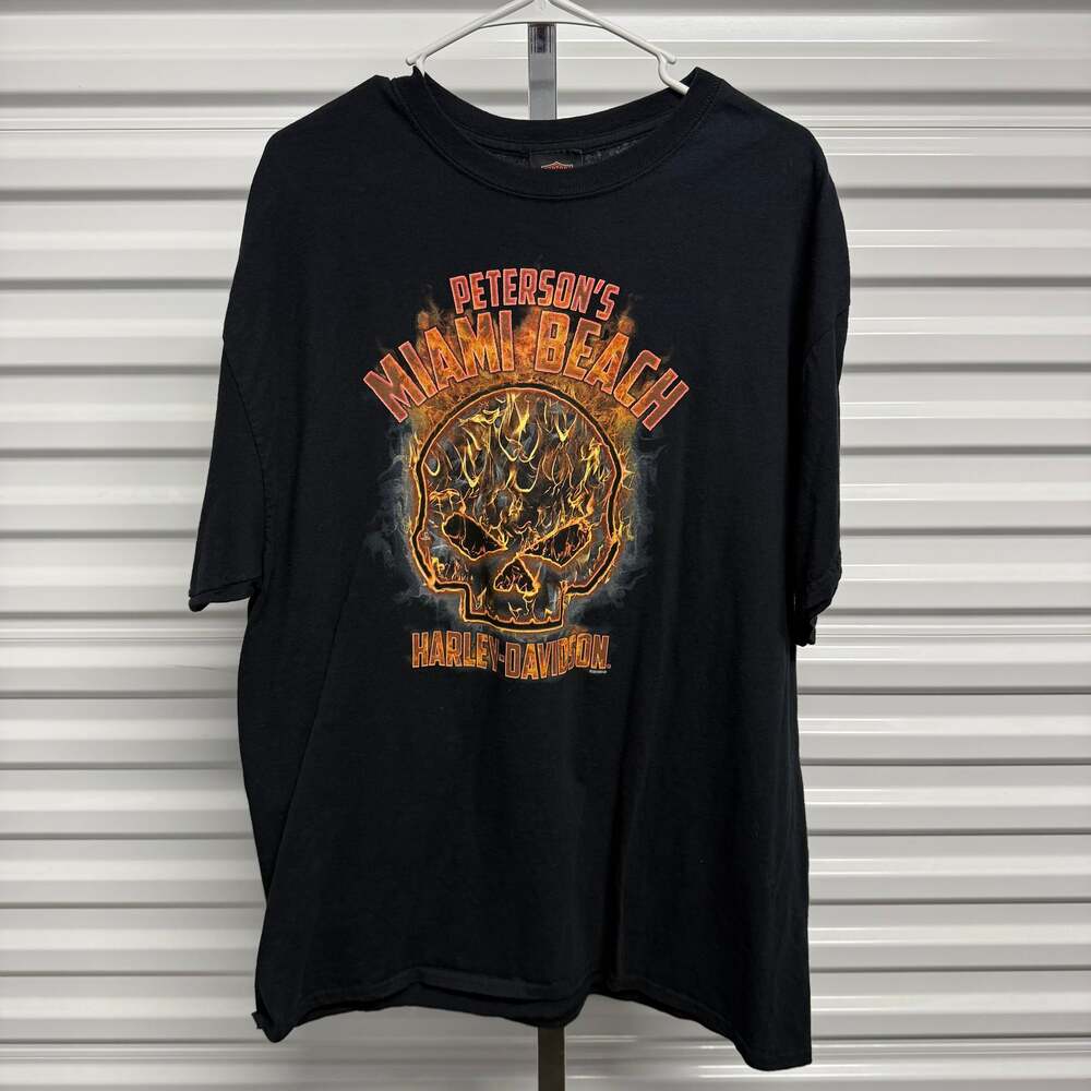 Vintage Y2K Harley Davidson Flames T Shirt Size:XL